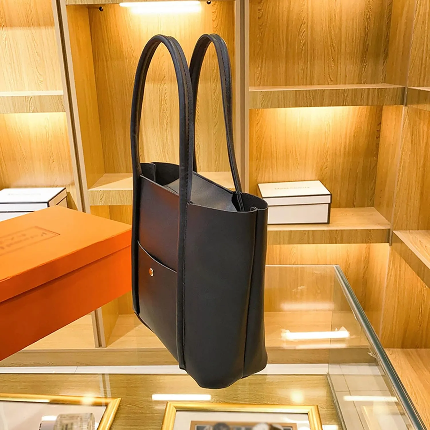 Tote Bag For Women Elegant Leather Solid Color Shoulder Bag Zipper Plus Large Bag Hand Bag For Travel Essential X