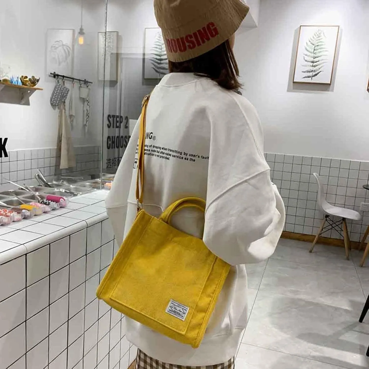 Tote Bag For Women Large Capacity Canvas Handbag Letter Printed Shoulder Messenger Bag Crossbody Bags For Shopping