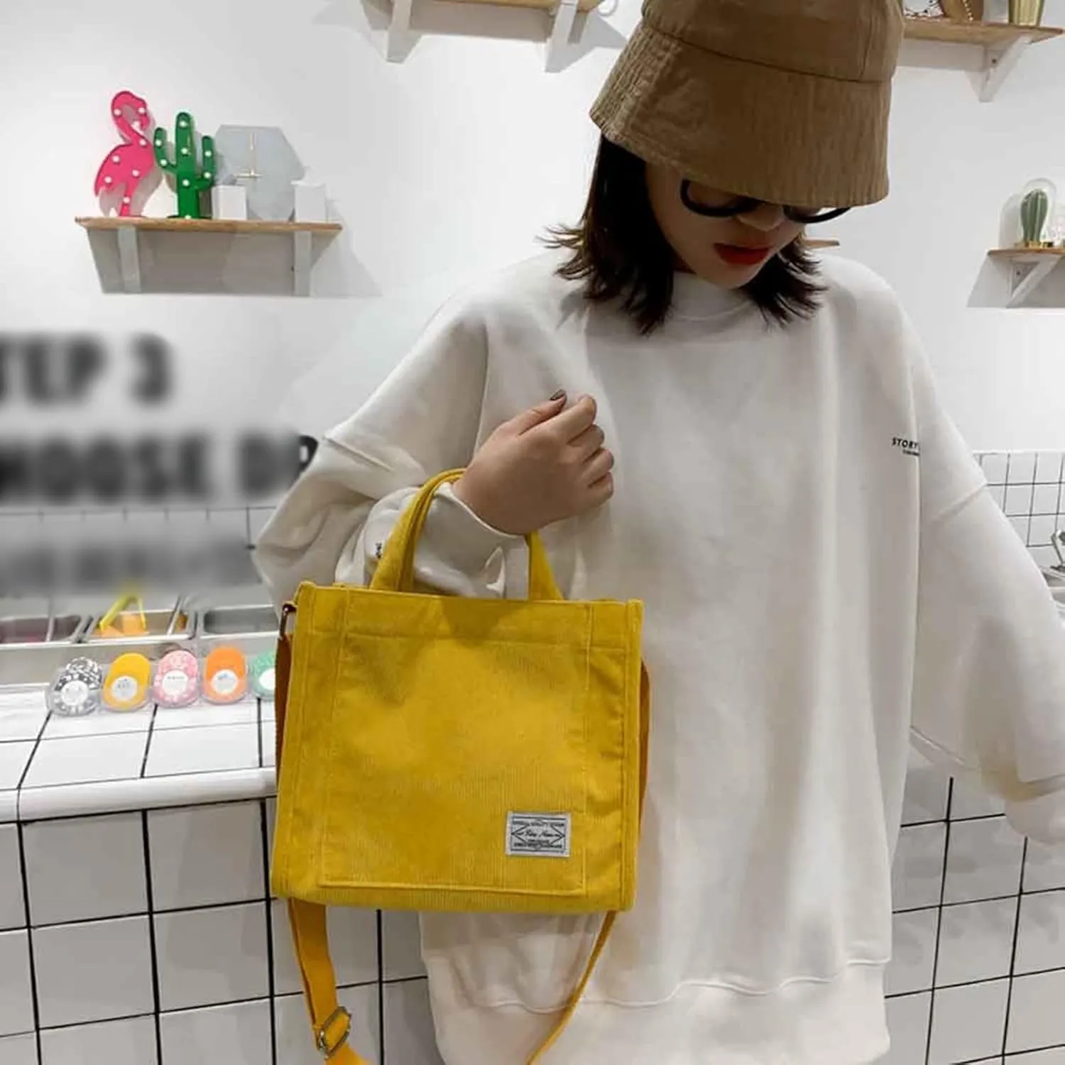 Tote Bag For Women Large Capacity Canvas Handbag Letter Printed Shoulder Messenger Bag Crossbody Bags For Shopping