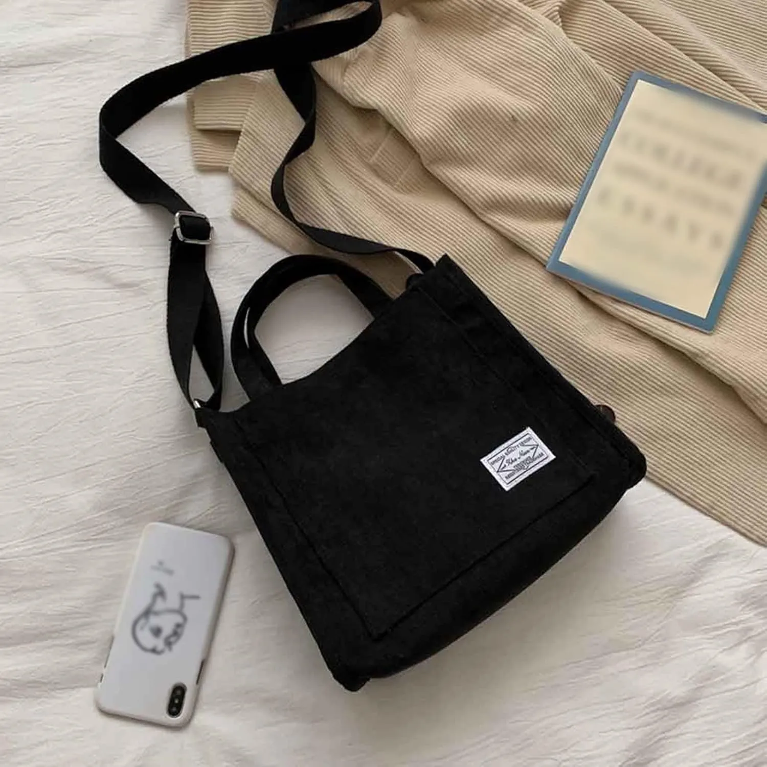 Tote Bag For Women Large Capacity Canvas Handbag Letter Printed Shoulder Messenger Bag Crossbody Bags For Shopping