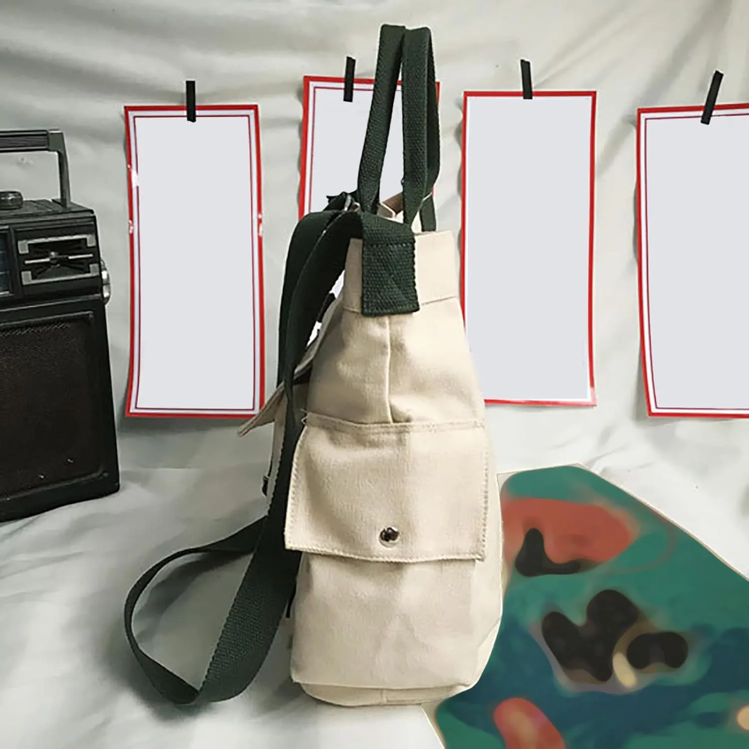 Tote Bag For Women Large Capacity Canvas Handbag Letter Printed Shoulder Messenger Bag Crossbody Bags For Shopping