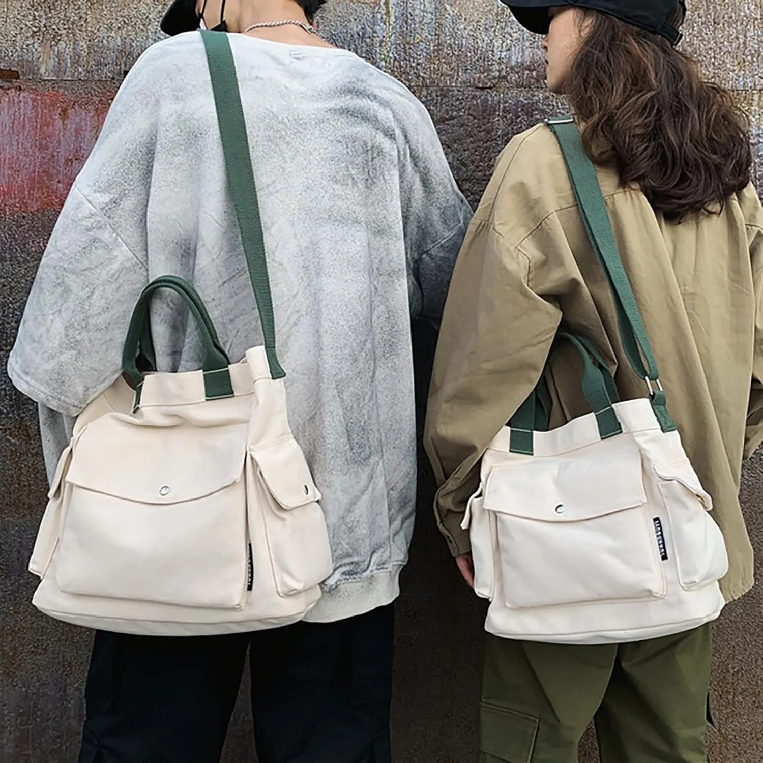 Tote Bag For Women Large Capacity Canvas Handbag Letter Printed Shoulder Messenger Bag Crossbody Bags For Shopping