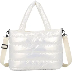 Tote Bag For Women Quilted Handbag Lightweight Winter Down Cotton Padded Shoulder Crossbody Handbags Down Padding Shopping