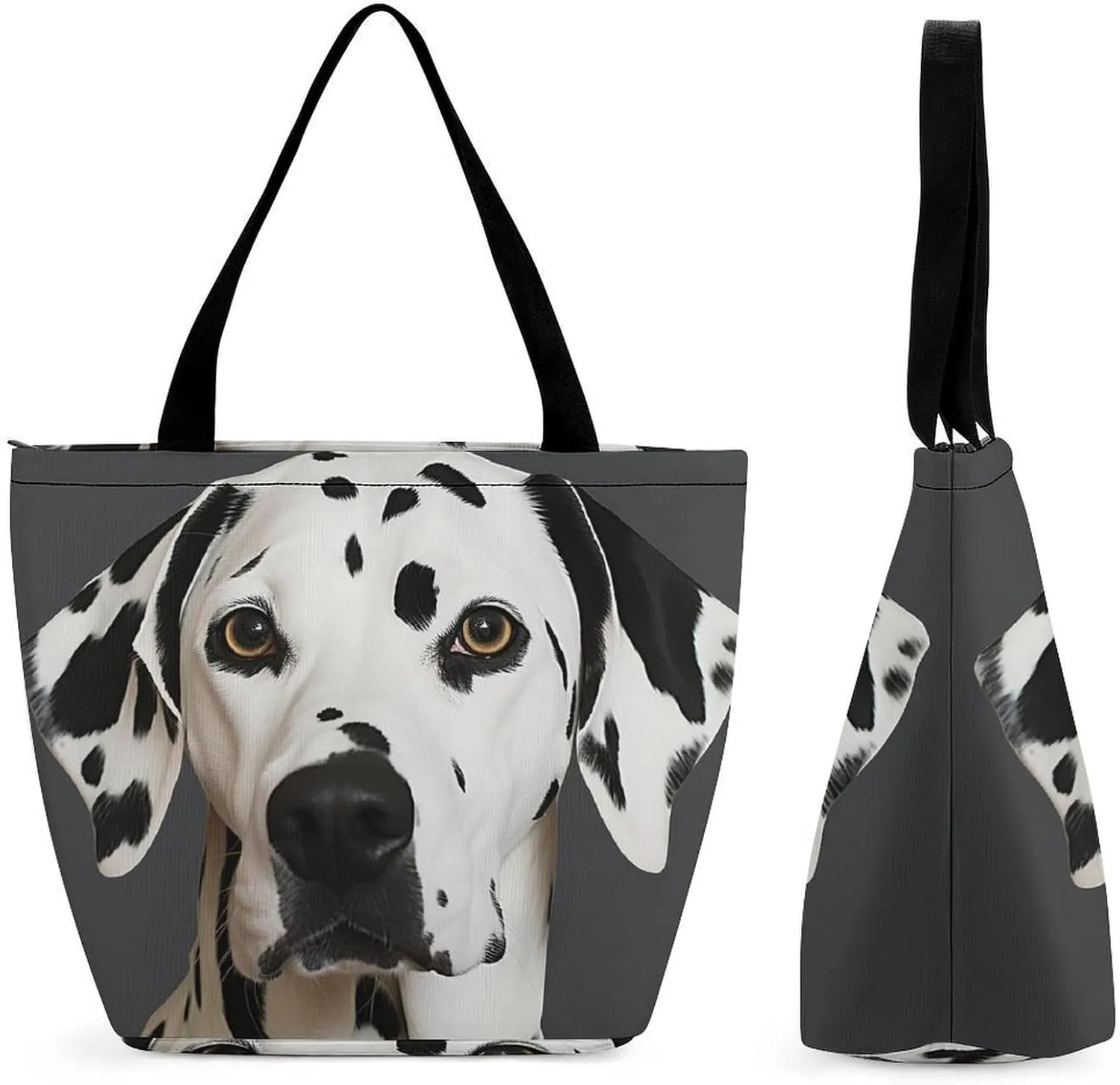 Tote Bags for Women Dalmatian Versatile Shoulder Bag with Zipper Large Capacity Handbag Beach Bag Reusable Grocery Bag for Shopping Travel Commuting