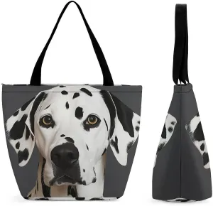 Tote Bags for Women Dalmatian Versatile Shoulder Bag with Zipper Large Capacity Handbag Beach Bag Reusable Grocery Bag for Shopping Travel Commuting