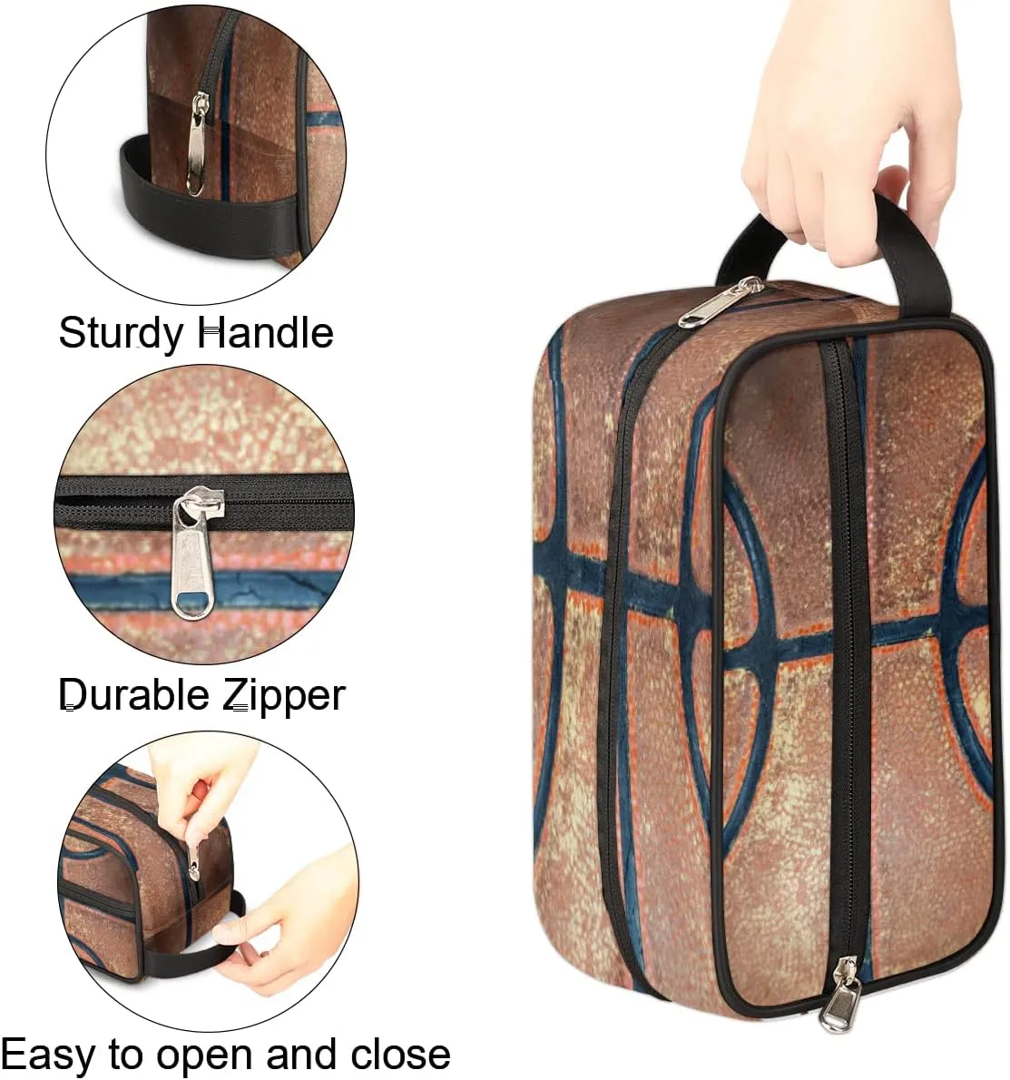 Travel Toiletry Bag for Boys Men, Retro Basketball Waterproof Hanging Dopp Kit for Teens, Shaving Bag with Large Capacity for Travel,Sports Shower