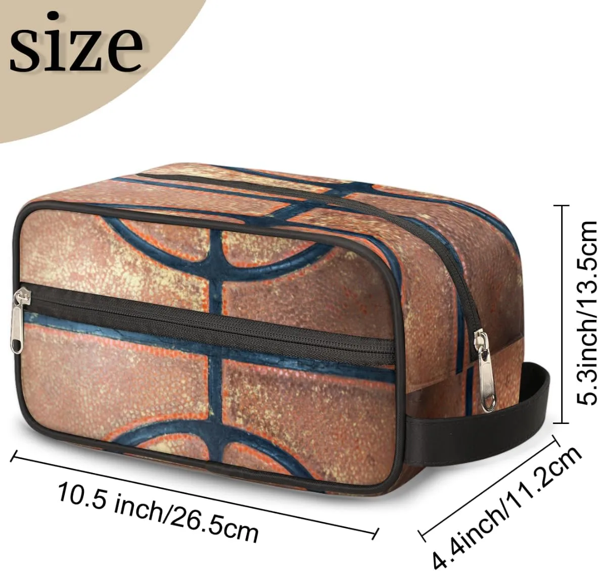 Travel Toiletry Bag for Boys Men, Retro Basketball Waterproof Hanging Dopp Kit for Teens, Shaving Bag with Large Capacity for Travel,Sports Shower