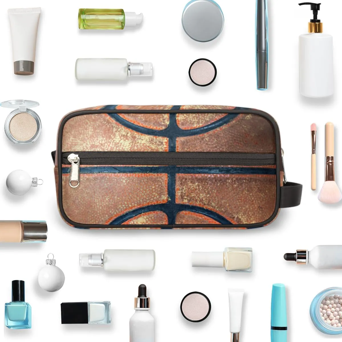 Travel Toiletry Bag for Boys Men, Retro Basketball Waterproof Hanging Dopp Kit for Teens, Shaving Bag with Large Capacity for Travel,Sports Shower