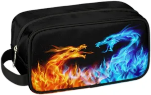 Travel Toiletry Bag for Boys Men, Waterproof Hanging Dopp Kit for Women, Shaving Bag with Large Capacity for Travel,Sports Shower (Fire Dragon)