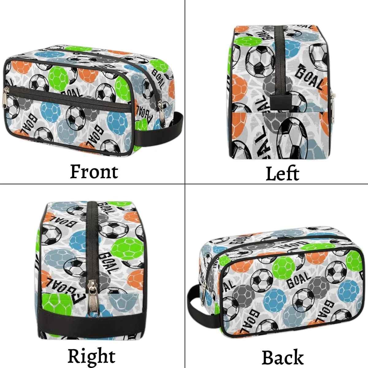 Travel Toiletry Bag for Boys, Soccer Sports Waterproof Hanging Dopp Kit for Men, Shaving Bag with Large Capacity for Travel,Sports Shower