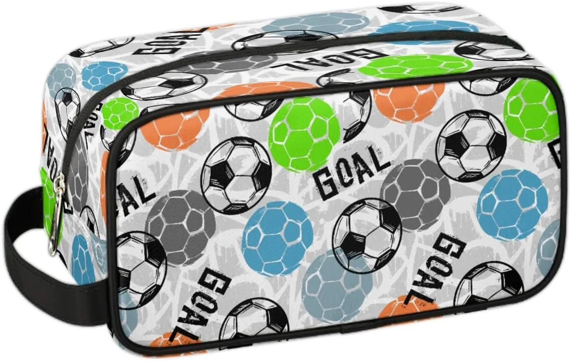 Travel Toiletry Bag for Boys, Soccer Sports Waterproof Hanging Dopp Kit for Men, Shaving Bag with Large Capacity for Travel,Sports Shower