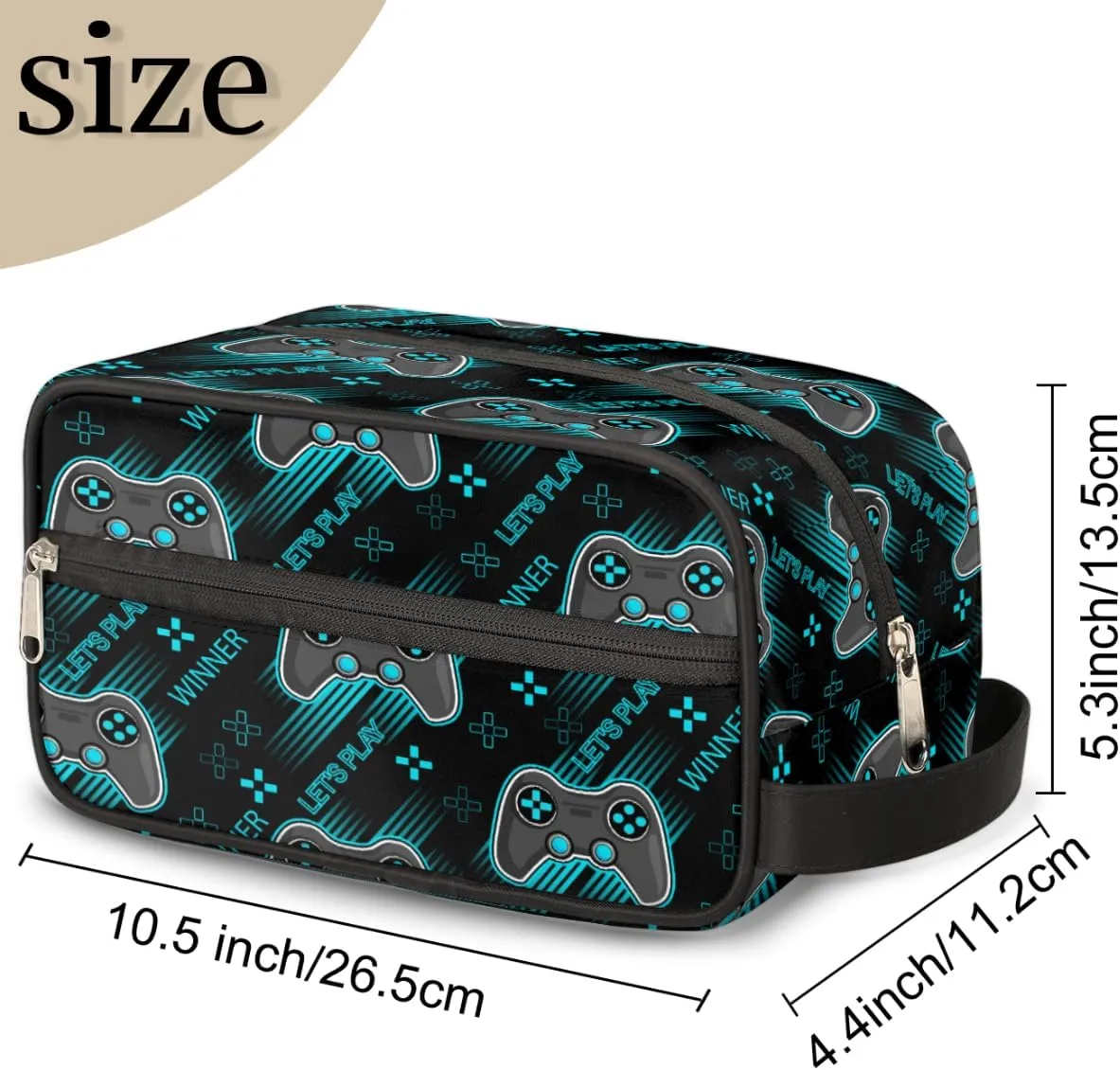Travel Toiletry Bag for Boys Teens, Game Controller Waterproof Hanging Dopp Kit for Women Men, Shaving Bag with Large Capacity for Travel,Sports Shower