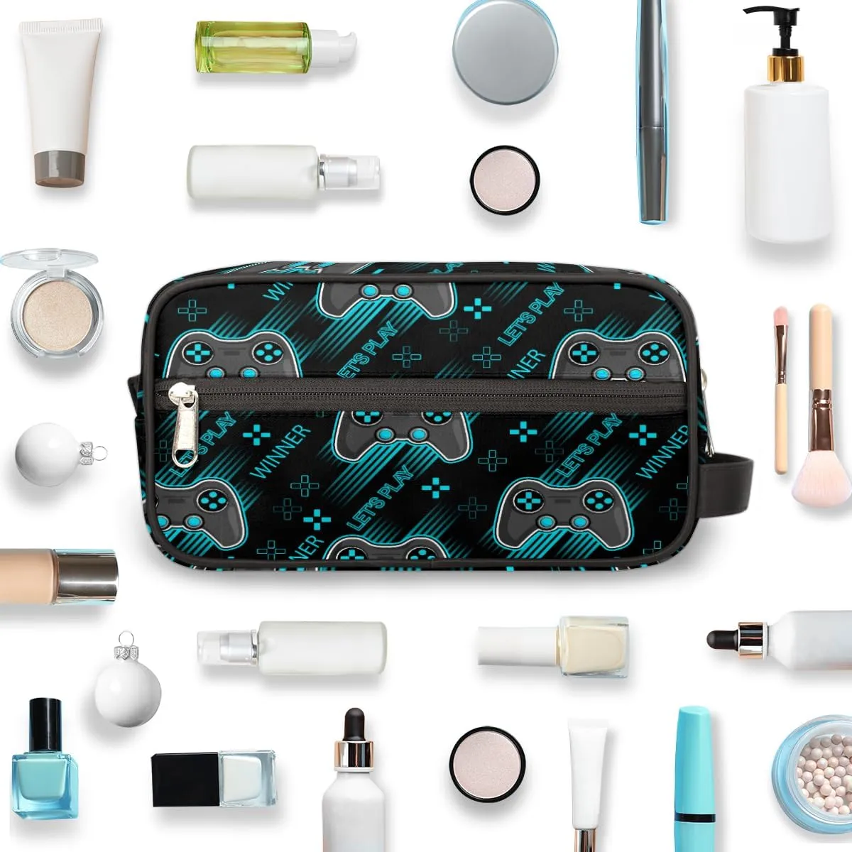 Travel Toiletry Bag for Boys Teens, Game Controller Waterproof Hanging Dopp Kit for Women Men, Shaving Bag with Large Capacity for Travel,Sports Shower