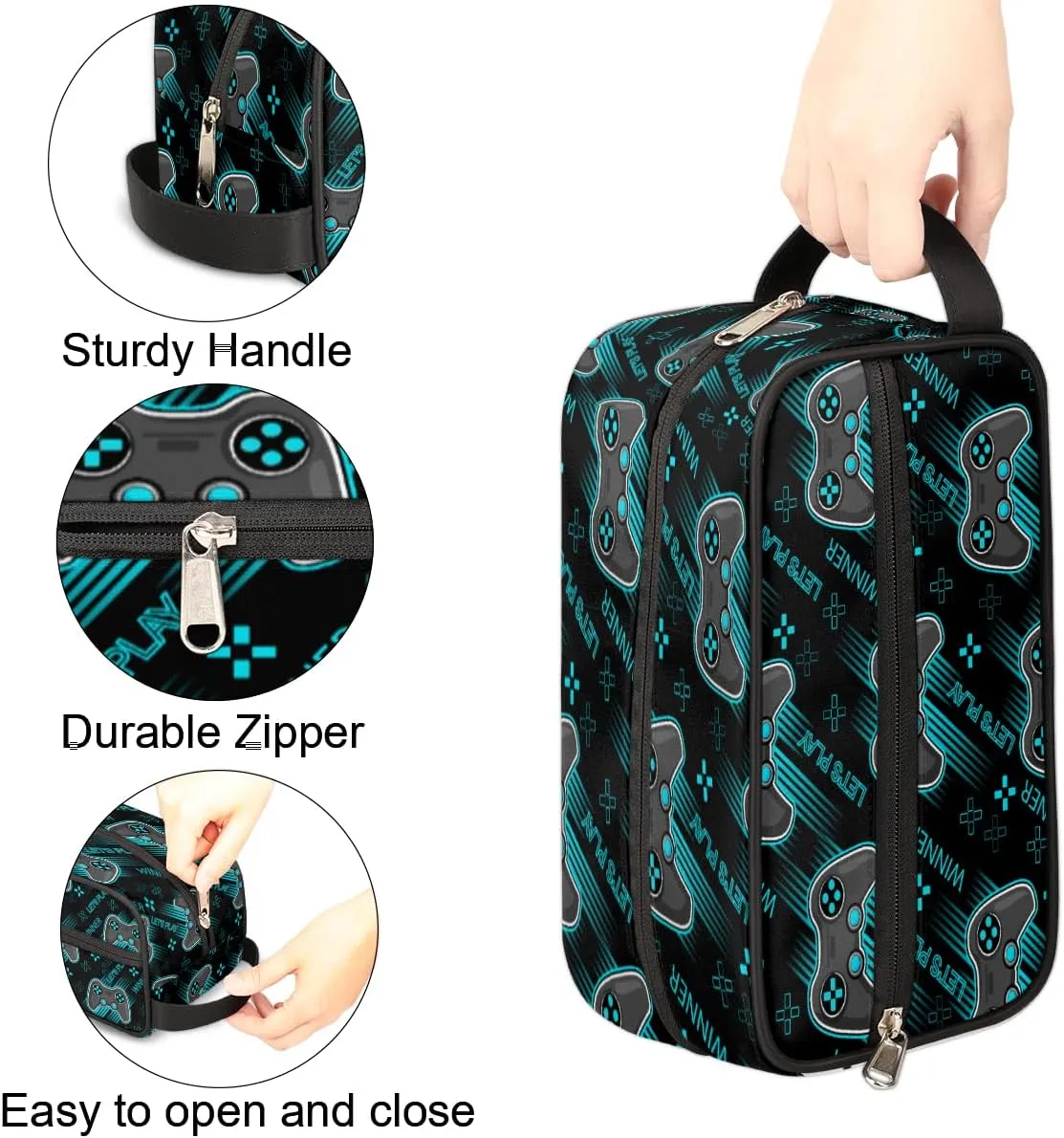 Travel Toiletry Bag for Boys Teens, Game Controller Waterproof Hanging Dopp Kit for Women Men, Shaving Bag with Large Capacity for Travel,Sports Shower