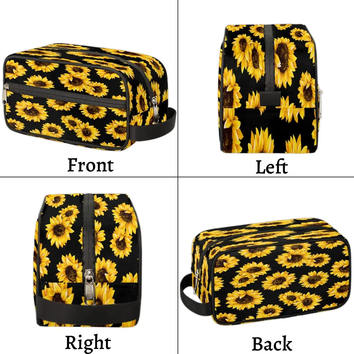 Travel Toiletry Bag for Girls Women, Water-resistant Cosmetics Makeup Bag, Hanging Storage Bags for Travel Essentials, Accessories (Sunflower)