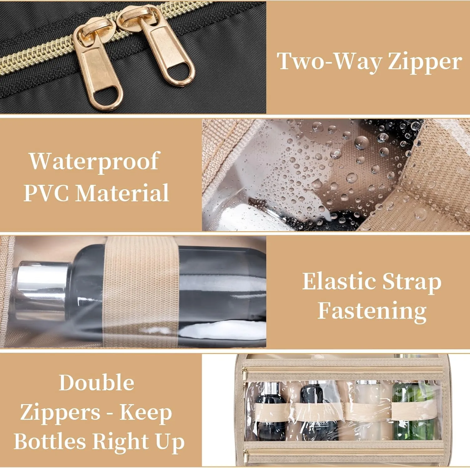Travel Toiletry Bag - Spacious Toiletry Bag with Hanging Hook, Waterproof Makeup Bag for Women & Men, Travel Essentials (Large-Black)