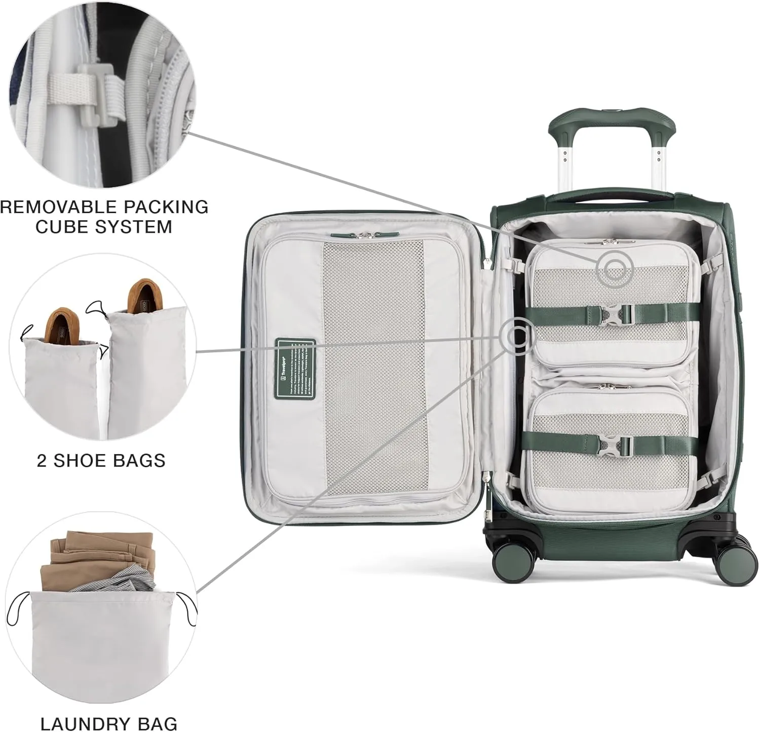 Travelpro VersaPack  Lightweight Softside Expandable Carry on Luggage, 8 Spinner Suitcase, TSA Lock, Men and Women, Compact Carry On 20-Inch, Desert Sage Green