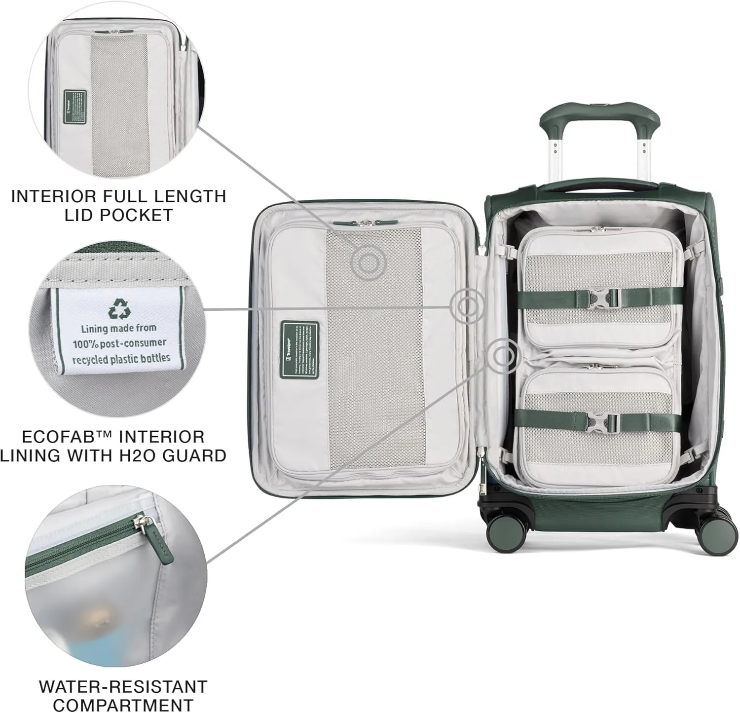 Travelpro VersaPack  Lightweight Softside Expandable Carry on Luggage, 8 Spinner Suitcase, TSA Lock, Men and Women, Compact Carry On 20-Inch, Desert Sage Green