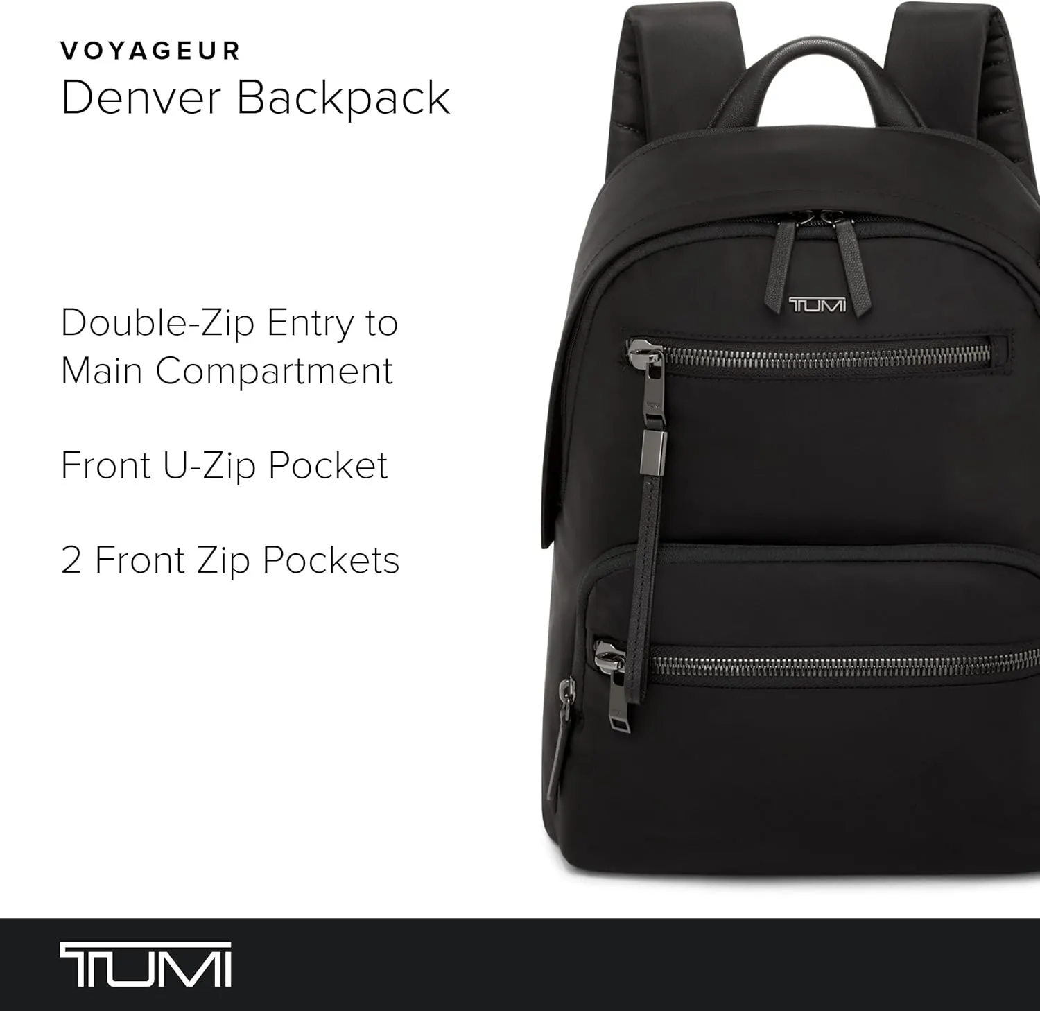 TUMI - Voyageur Denver Backpack - Fits up to a 12" Laptop - Premium Everyday Compact Bag - Black & Gunmetal