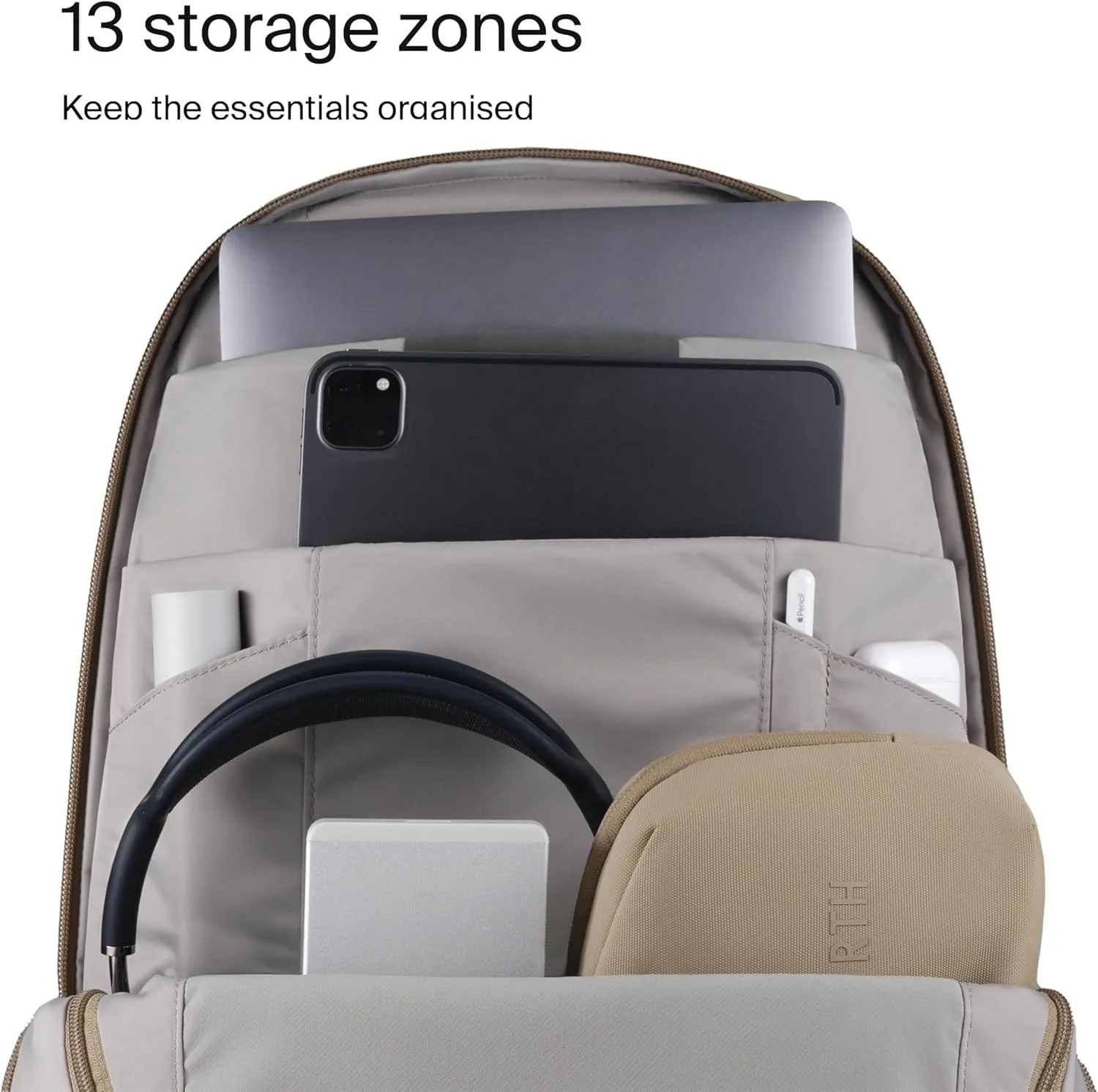 Urth Norite 24L Modular Camera & Laptop Travel Backpack  Water Resistant, Anti-Theft, Recycled Bag for DSLR, 13-16 Inch Laptop in Beige