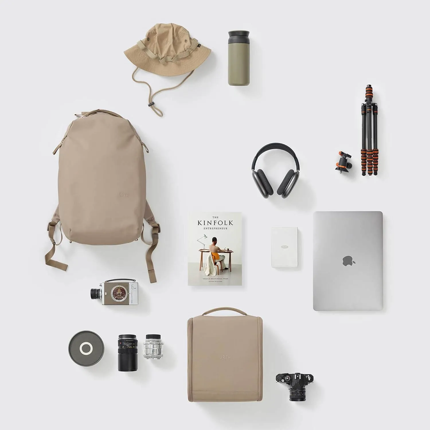 Urth Norite 24L Modular Camera & Laptop Travel Backpack  Water Resistant, Anti-Theft, Recycled Bag for DSLR, 13-16 Inch Laptop in Beige