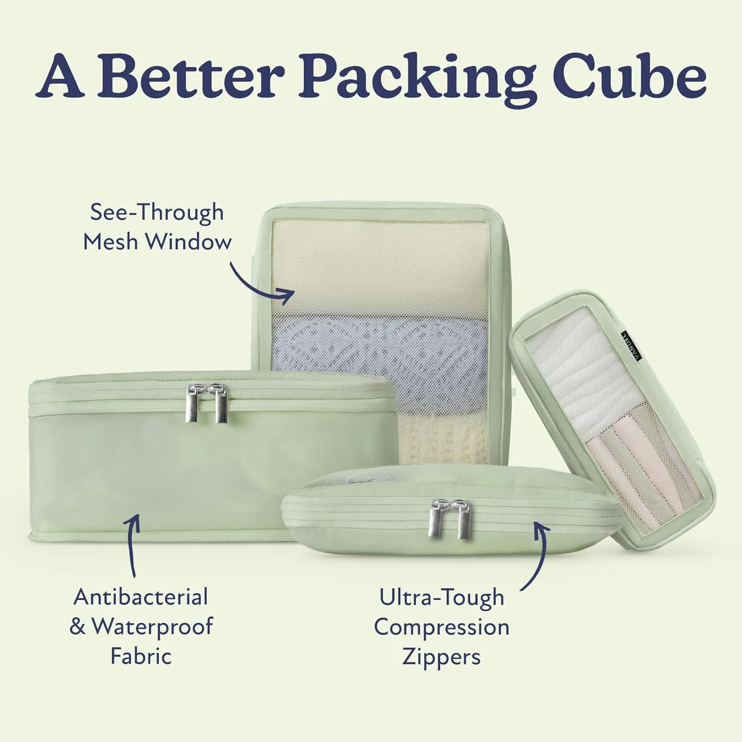 Vandel Space-Saving Compression Packing Cubes for Women, Men, Compressible Carry On Suit Case Organizer Luggage Packing Cubes for Travel Organizer Bags for Luggage and Backpacks, Suitcase Cube