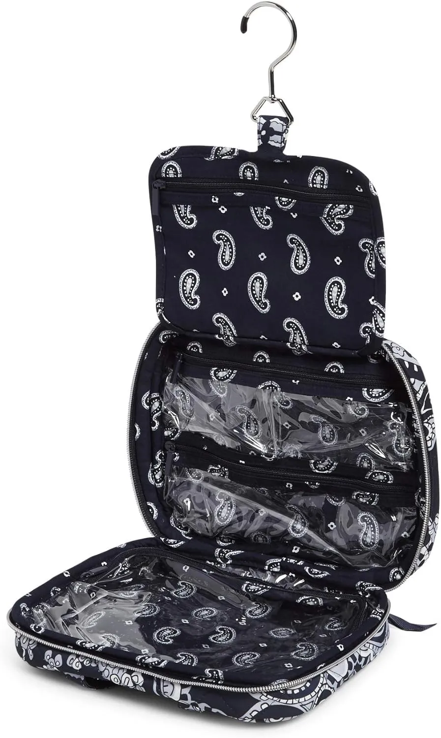 Vera Bradley Women's Performance Twill Compact Zip Hanging Travel Organizer, Deep Night Paisley Neutral, One Size