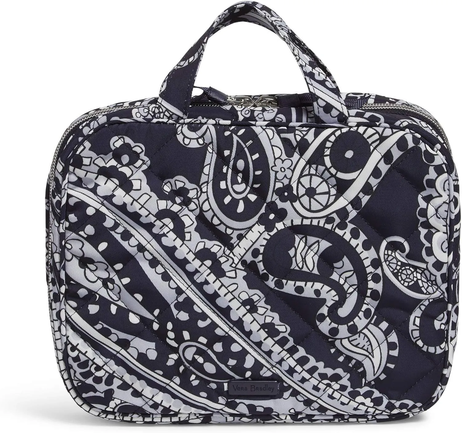 Vera Bradley Women's Performance Twill Compact Zip Hanging Travel Organizer, Deep Night Paisley Neutral, One Size