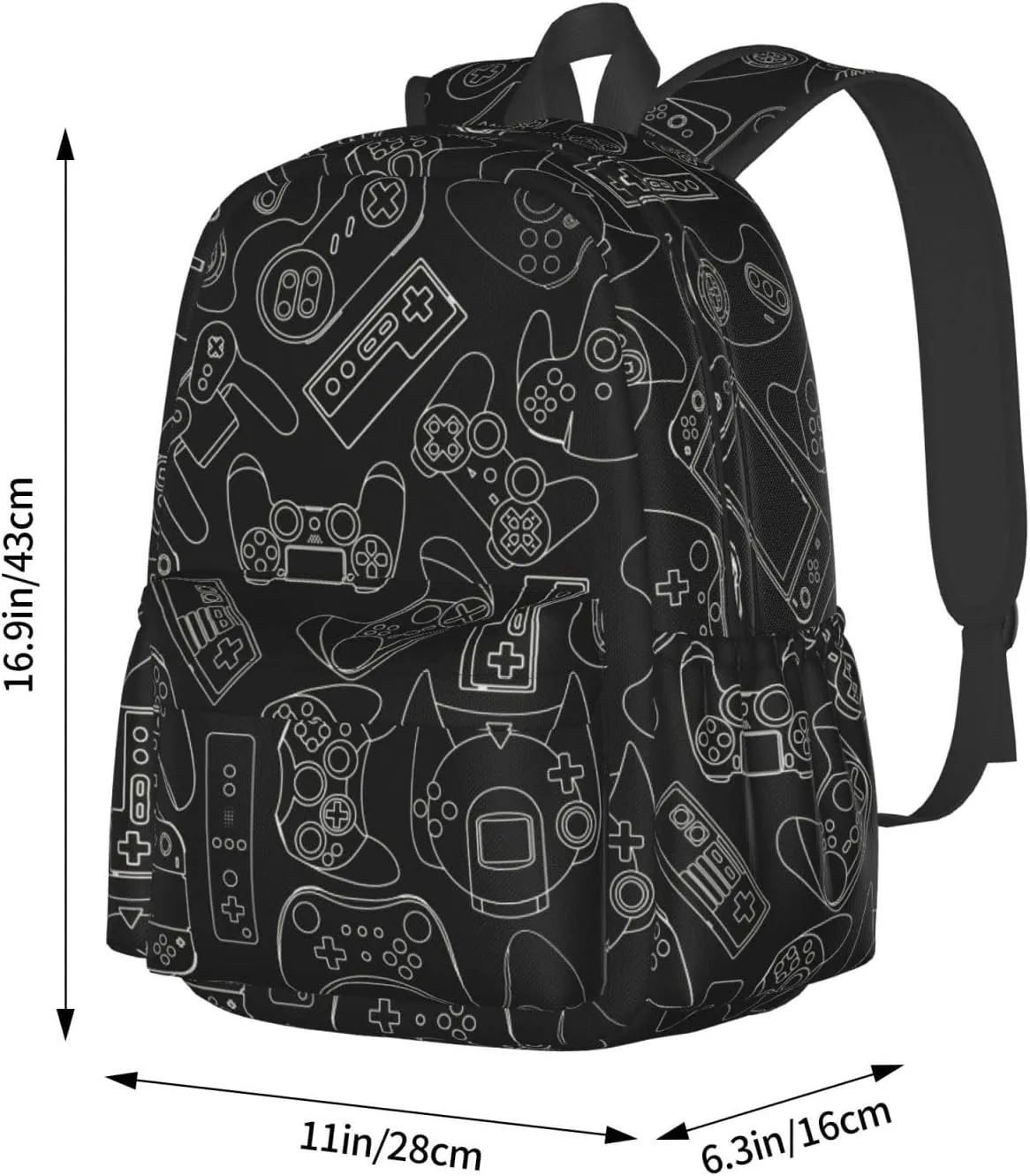 Video Game Controller Background Gadgets Large Capacity Backpack Lightweight Personalized Laptop Bag Tablet Travel School Bag with Multiple Pockets
