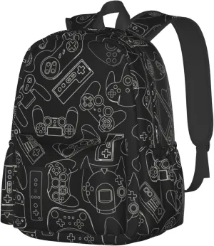 Video Game Controller Background Gadgets Large Capacity Backpack Lightweight Personalized Laptop Bag Tablet Travel School Bag with Multiple Pockets