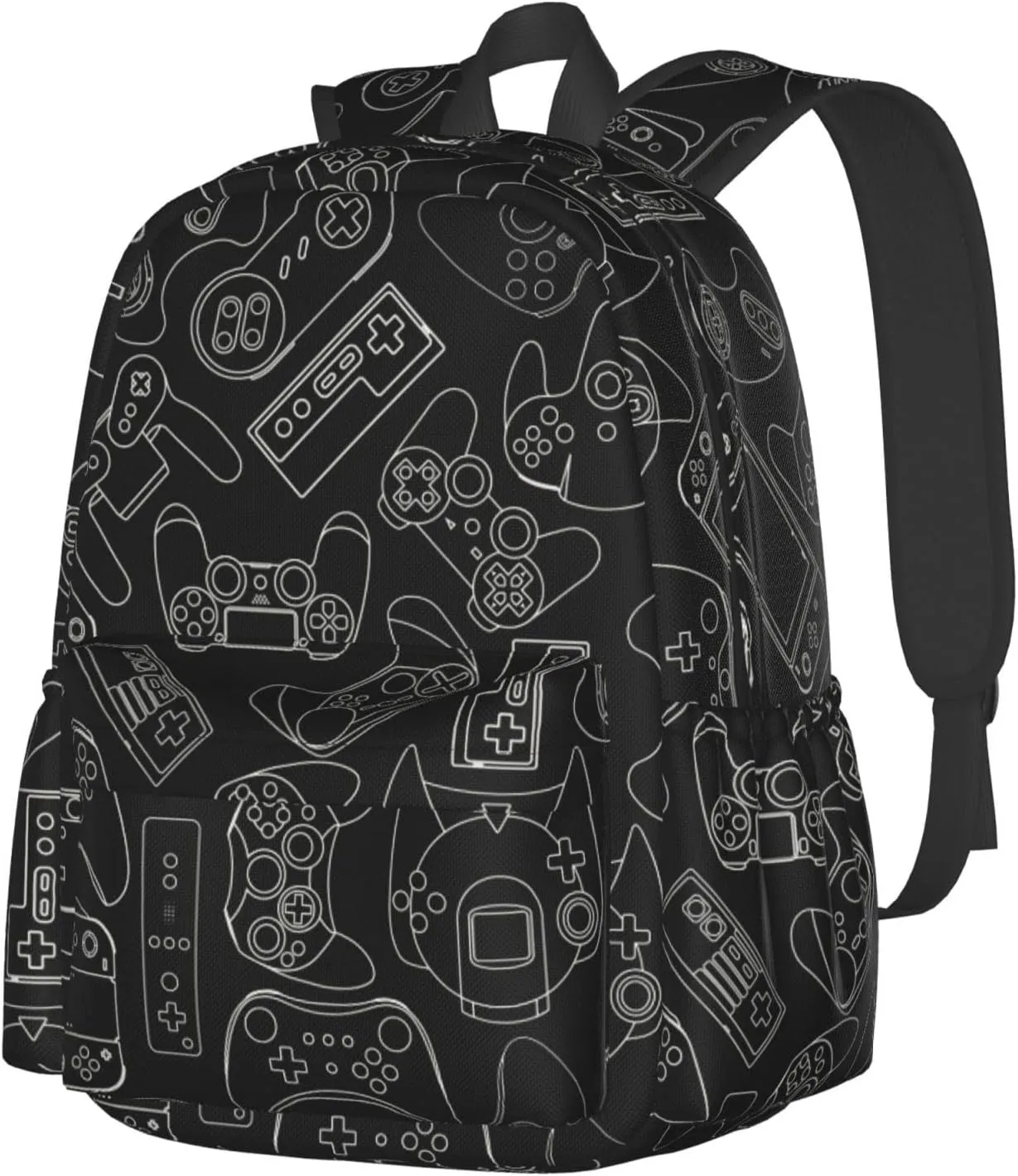 Video Game Controller Background Gadgets Large Capacity Backpack Lightweight Personalized Laptop Bag Tablet Travel School Bag with Multiple Pockets