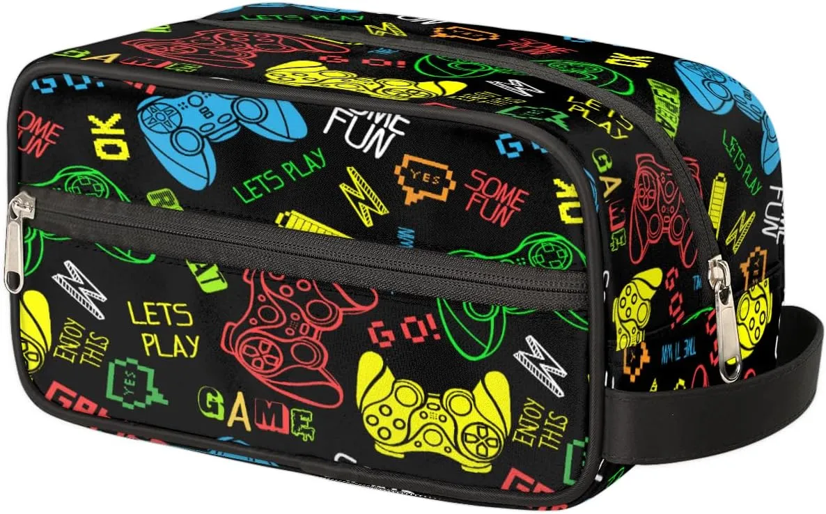 Video Games Travel Toiletry Bag for Boys Men, Waterproof Hanging Dopp Kit for Teens Kids, Shaving Bag with Large Capacity for Travel, Sports, Shower