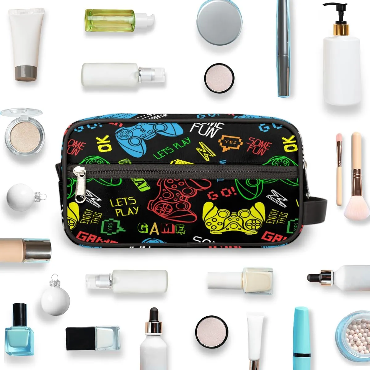 Video Games Travel Toiletry Bag for Boys Men, Waterproof Hanging Dopp Kit for Teens Kids, Shaving Bag with Large Capacity for Travel, Sports, Shower