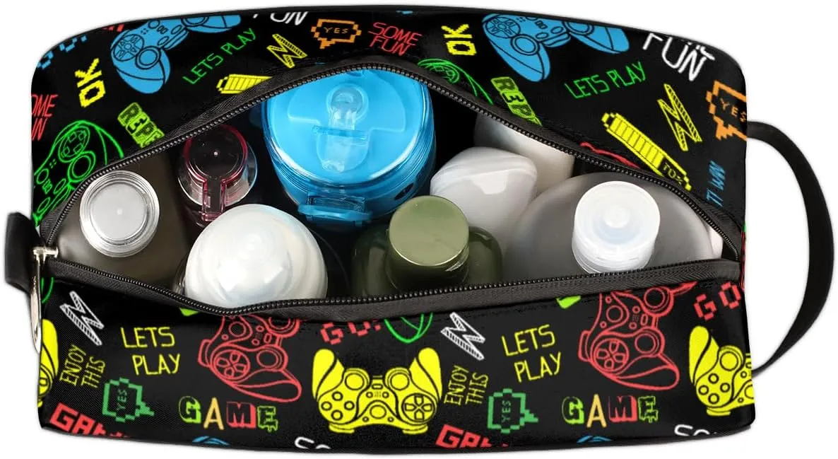 Video Games Travel Toiletry Bag for Boys Men, Waterproof Hanging Dopp Kit for Teens Kids, Shaving Bag with Large Capacity for Travel, Sports, Shower