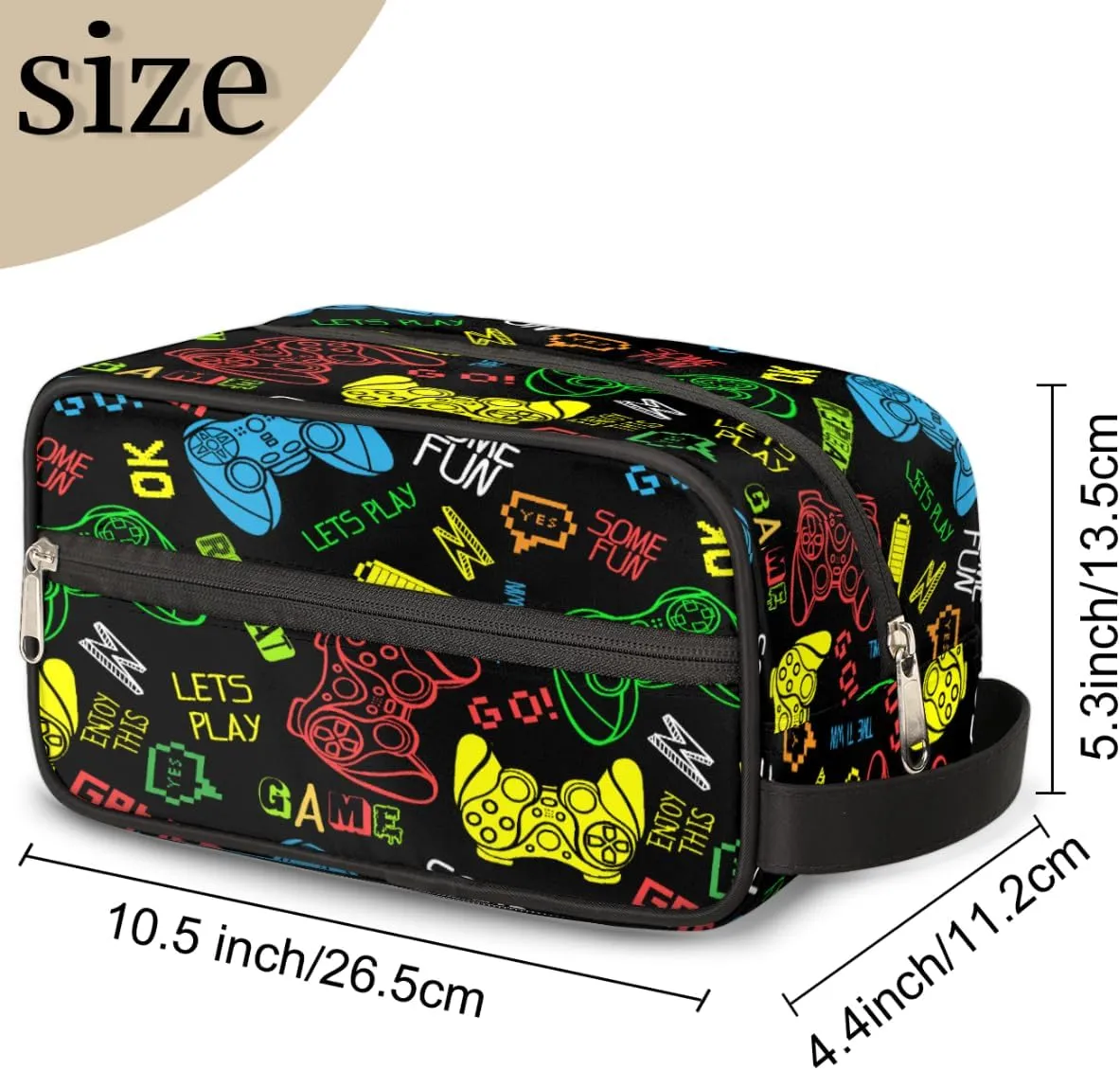 Video Games Travel Toiletry Bag for Boys Men, Waterproof Hanging Dopp Kit for Teens Kids, Shaving Bag with Large Capacity for Travel, Sports, Shower