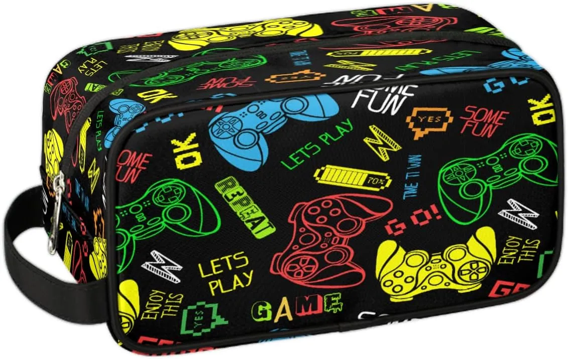 Video Games Travel Toiletry Bag for Boys Men, Waterproof Hanging Dopp Kit for Teens Kids, Shaving Bag with Large Capacity for Travel, Sports, Shower