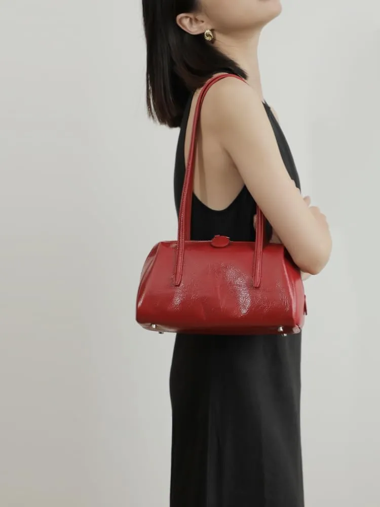 Vintage Leather Niche Handbag Totes Pillow Bag Oil Wax Shoulder Armpit Bag Clutch Versatile Chic Purse Luxury Elegant