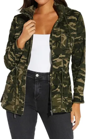 VisiChenup Camo Jacket for Women Lightweight Casual Long Sleeves Camouflage Coat with Pocket