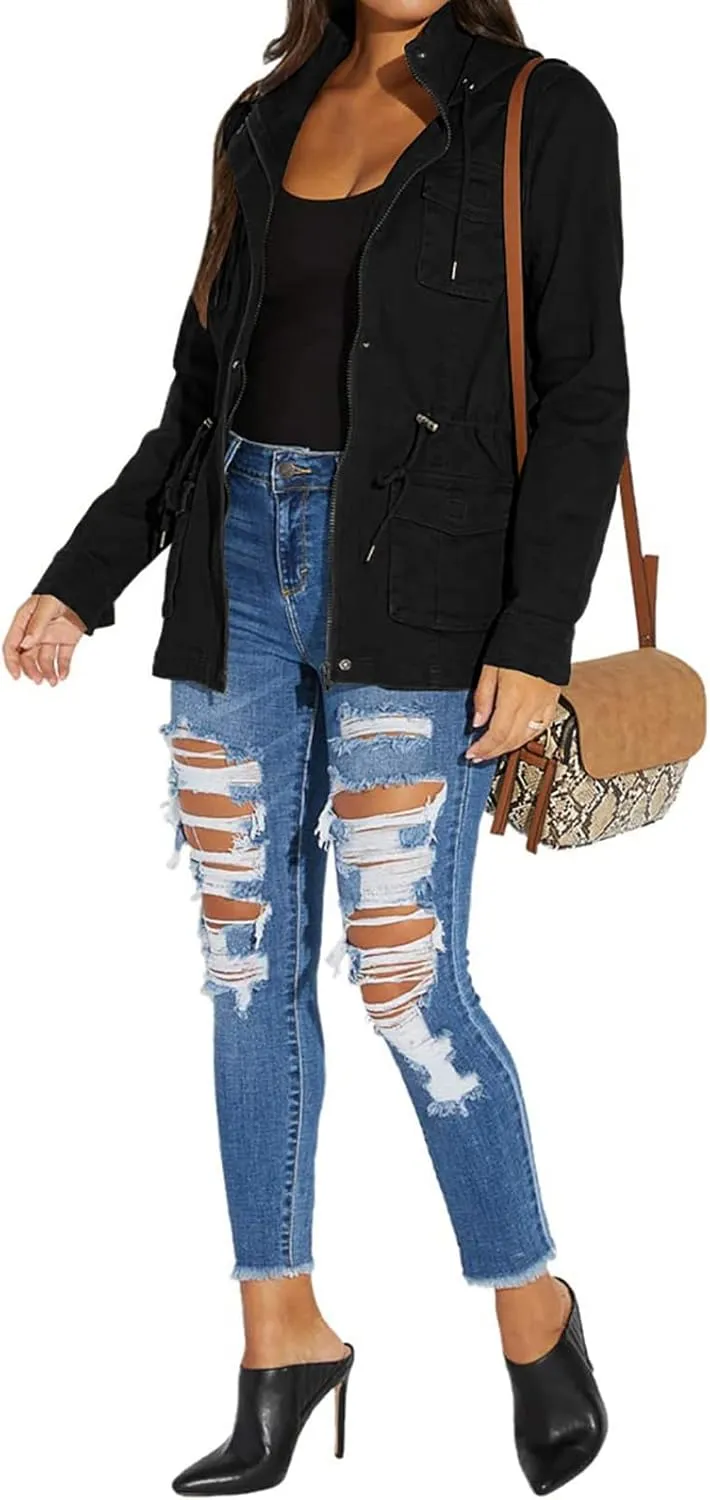 VisiChenup Camo Jacket for Women Lightweight Casual Long Sleeves Camouflage Coat with Pocket
