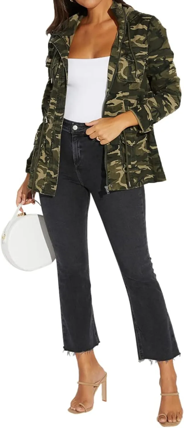 VisiChenup Camo Jacket for Women Lightweight Casual Long Sleeves Camouflage Coat with Pocket