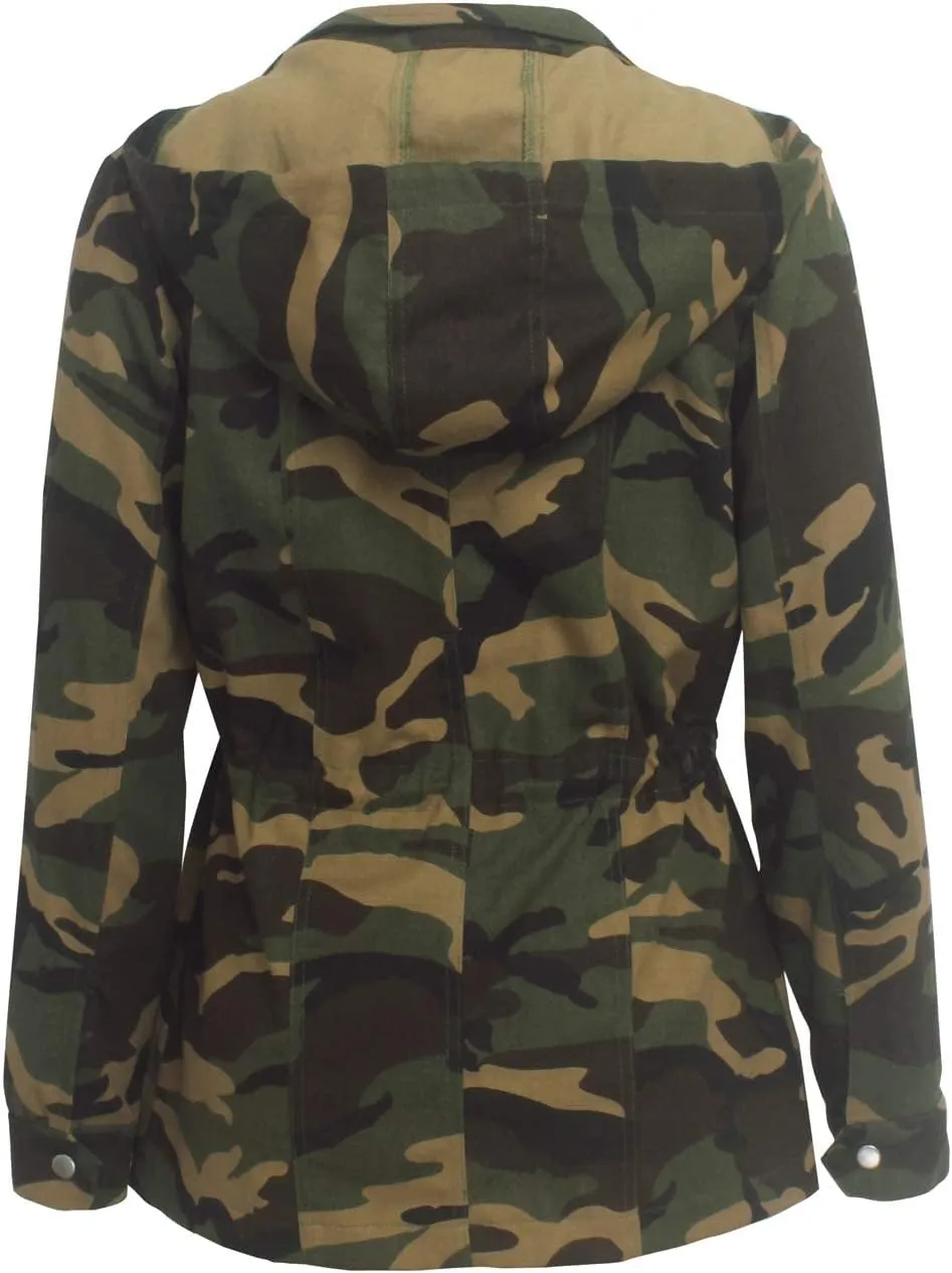 VisiChenup Camo Jacket for Women Lightweight Casual Long Sleeves Camouflage Coat with Pocket