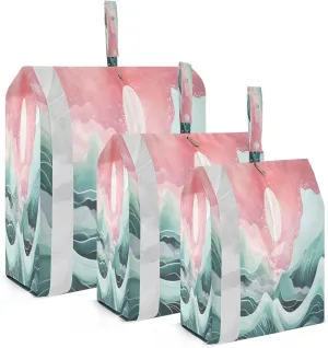 Watercolor Mountains Waves Packing Cubes for Travel 3 Set Compression Bags Luggage Bags for Woman Man