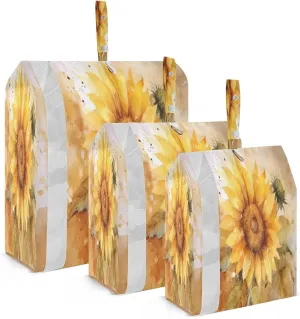 Watercolor Sunflowers Packing Cubes for Travel 3 Set Compression Packing Bags Luggage Organizer Bags for Suitcase