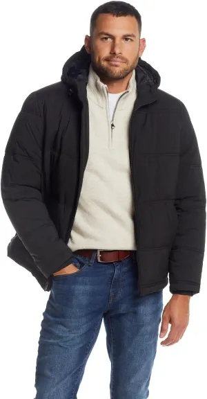 Weatherproof Hooded Puffer Jacket for Men - Water Resistant Bubble Coat for Men | Puffy Alternative Down Jacket