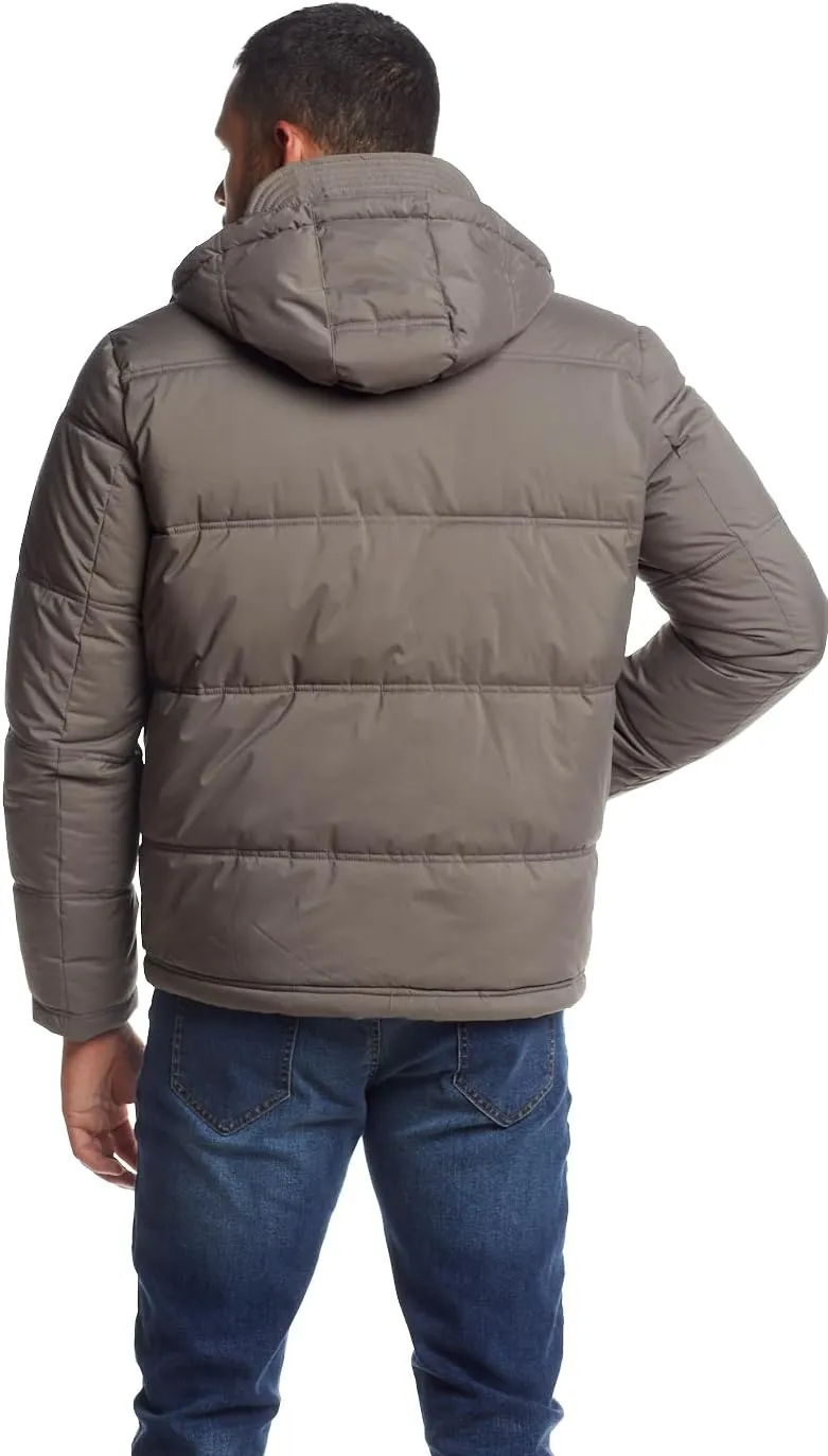 Weatherproof Hooded Puffer Jacket for Men - Water Resistant Bubble Coat for Men | Puffy Alternative Down Jacket