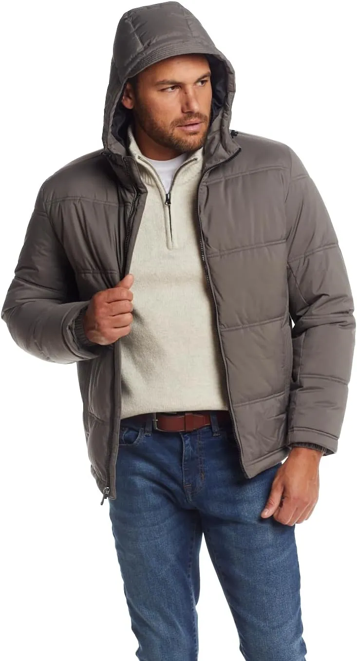 Weatherproof Hooded Puffer Jacket for Men - Water Resistant Bubble Coat for Men | Puffy Alternative Down Jacket