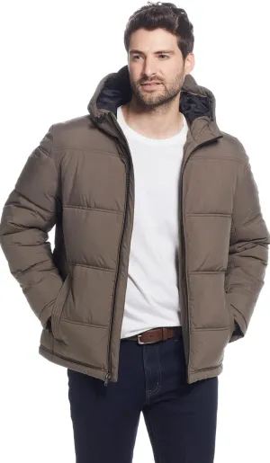 Weatherproof Hooded Puffer Jacket for Men - Water Resistant Bubble Coat for Men | Puffy Alternative Down Jacket