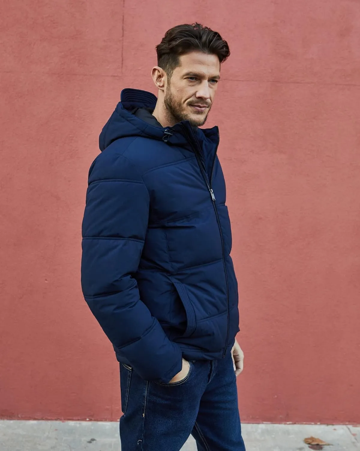 Weatherproof Hooded Puffer Jacket for Men - Water Resistant Bubble Coat for Men | Puffy Alternative Down Jacket