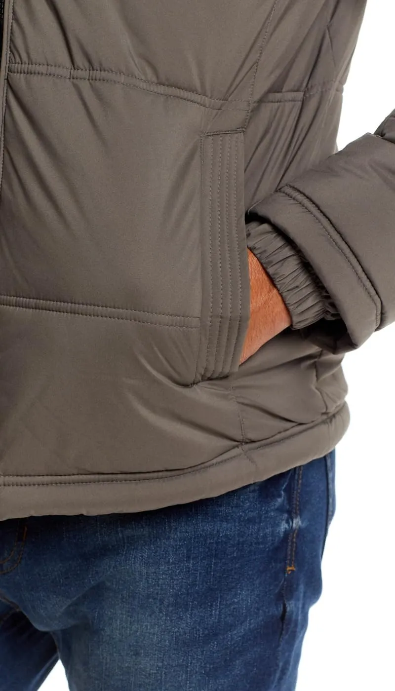 Weatherproof Hooded Puffer Jacket for Men - Water Resistant Bubble Coat for Men | Puffy Alternative Down Jacket