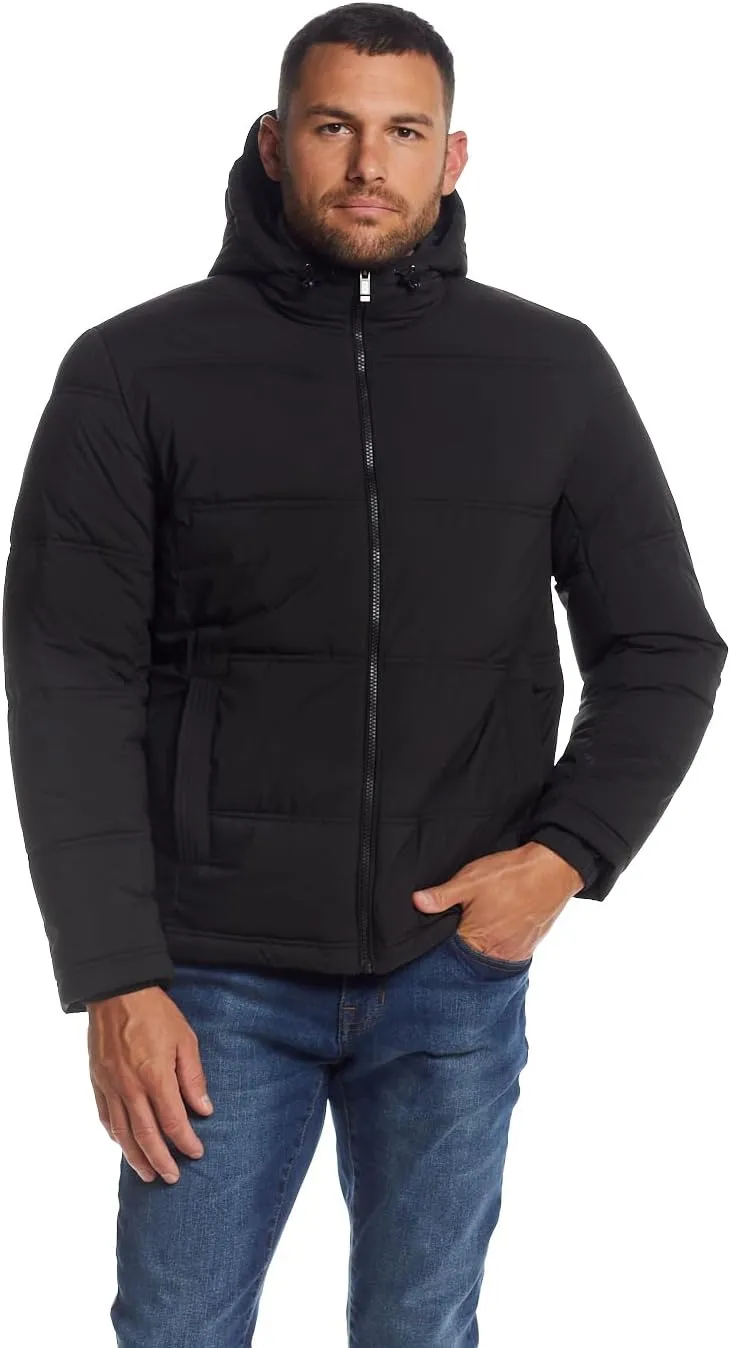Weatherproof Hooded Puffer Jacket for Men - Water Resistant Bubble Coat for Men | Puffy Alternative Down Jacket